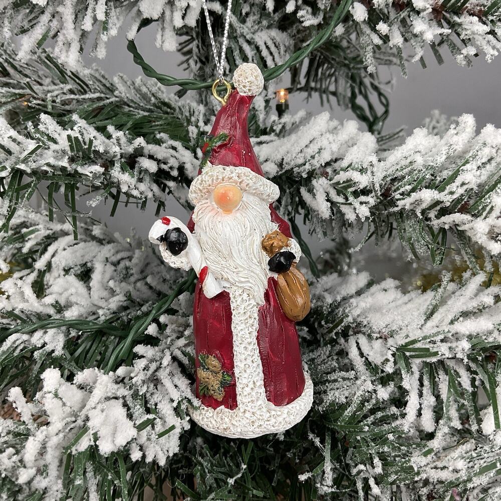 Christmas Tree Ornament-Gnome Santa Holding Candy Cane-The Bridge Collection